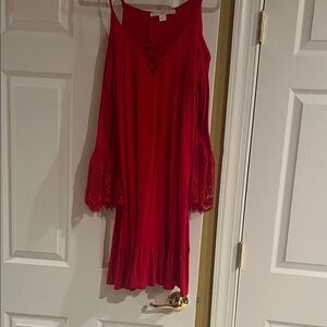 Boston Proper Vibrant Red Long Sleeve Dress